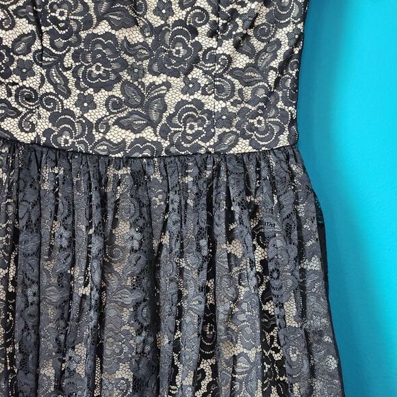 Chi Chi London Women’s Dress 6 Black Cream Floral Lace Fit Flare Retro - Picture 11 of 13